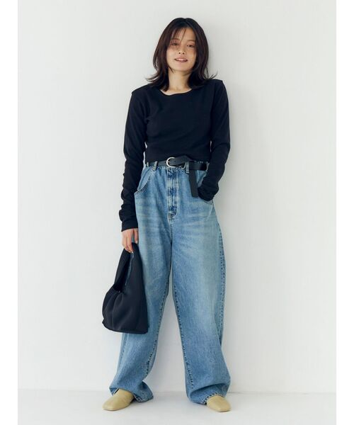 Ungrid（アングリッド）の「ウエストデザインルーズデニム（デニムパンツ・レディース・ブルー/アイボリー・24inch/25inch/26inch）」の22枚目の写真