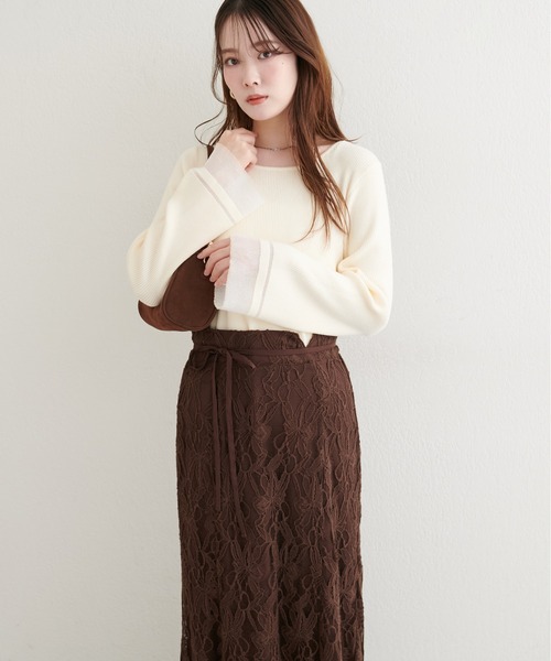 natural couture(ナチュラルクチュール)の「【WEB限定】袖口シアーフレアニット(ニット/セーター・レディース・グレー/オフホワイト/ブラック/ピンク/ミント・FREE)」の21枚目の写真