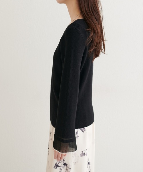 natural couture(ナチュラルクチュール)の「【WEB限定】袖口シアーフレアニット(ニット/セーター・レディース・グレー/オフホワイト/ブラック/ピンク/ミント・FREE)」の17枚目の写真