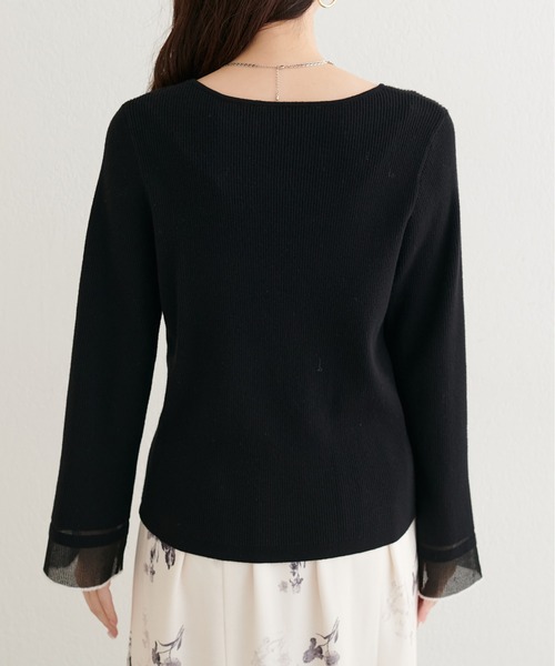 natural couture(ナチュラルクチュール)の「【WEB限定】袖口シアーフレアニット(ニット/セーター・レディース・グレー/オフホワイト/ブラック/ピンク/ミント・FREE)」の16枚目の写真