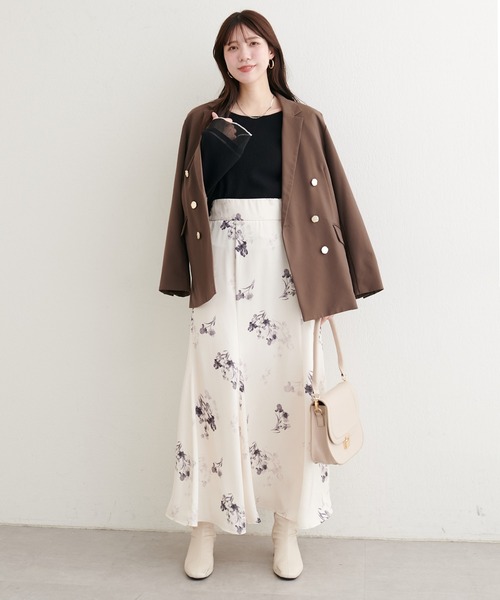 natural couture(ナチュラルクチュール)の「【WEB限定】袖口シアーフレアニット(ニット/セーター・レディース・グレー/オフホワイト/ブラック/ピンク/ミント・FREE)」の6枚目の写真