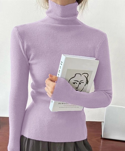Miniministore(ミニミニストア)の「タートルネックリブニットとっくりセーター(ニット/セーター・レディース・ホワイト/ライトブルー/ブラック/レンガ/ピンク/ライトグレー/グリーン/ブラウン/パープル/ラベンダー/ダークグレー/ダークブルー/ベージュ・FREE)」の11枚目の写真