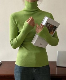 タートルネックリブニットとっくりセーター