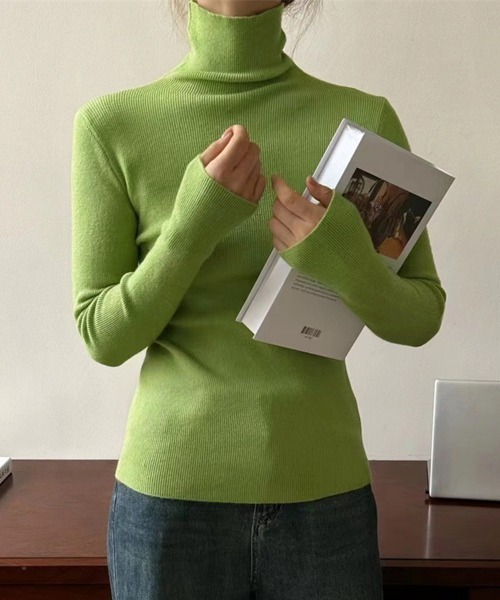 セール】タートルネックリブニットとっくりセーター（ニット/セーター