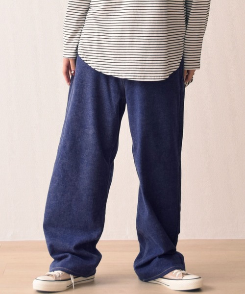 .WORKS(ドットワークス)の「両面起毛デニムワイドパンツ 股下68cm丈(デニムパンツ・レディース・ブラック/ダークグレー/ネイビー/ダークブルー・61/64/67/S-Regular/M-Regular/L-Regular)」の4枚目の写真