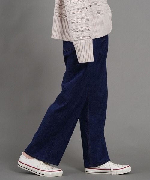 .WORKS(ドットワークス)の「両面起毛デニムワイドパンツ 股下68cm丈(デニムパンツ・レディース・ブラック/ダークグレー/ネイビー/ダークブルー・61/64/67/S-Regular/M-Regular/L-Regular)」の14枚目の写真