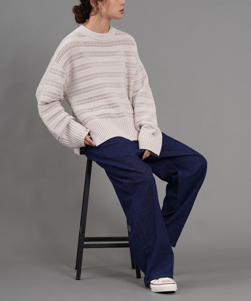 .WORKS(ドットワークス)の「両面起毛デニムワイドパンツ 股下68cm丈(デニムパンツ・レディース・ブラック/ダークグレー/ネイビー/ダークブルー・61/64/67/S-Regular/M-Regular/L-Regular)」の17枚目の写真