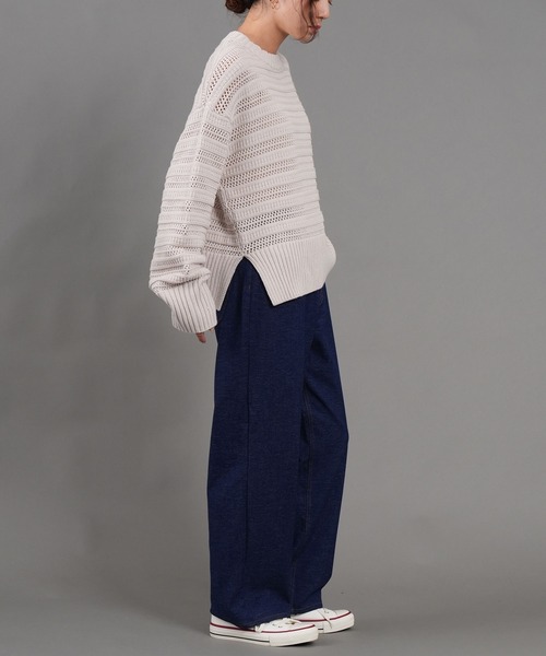 .WORKS(ドットワークス)の「両面起毛デニムワイドパンツ 股下68cm丈(デニムパンツ・レディース・ブラック/ダークグレー/ネイビー/ダークブルー・61/64/67/S-Regular/M-Regular/L-Regular)」の19枚目の写真