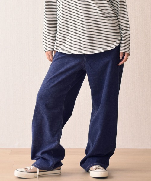 .WORKS(ドットワークス)の「両面起毛デニムワイドパンツ 股下68cm丈(デニムパンツ・レディース・ブラック/ダークグレー/ネイビー/ダークブルー・61/64/67/S-Regular/M-Regular/L-Regular)」の6枚目の写真
