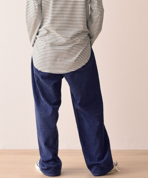 .WORKS(ドットワークス)の「両面起毛デニムワイドパンツ 股下68cm丈(デニムパンツ・レディース・ブラック/ダークグレー/ネイビー/ダークブルー・61/64/67/S-Regular/M-Regular/L-Regular)」の8枚目の写真