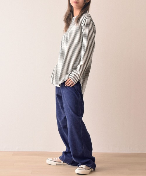 .WORKS(ドットワークス)の「両面起毛デニムワイドパンツ 股下68cm丈(デニムパンツ・レディース・ブラック/ダークグレー/ネイビー/ダークブルー・61/64/67/S-Regular/M-Regular/L-Regular)」の10枚目の写真