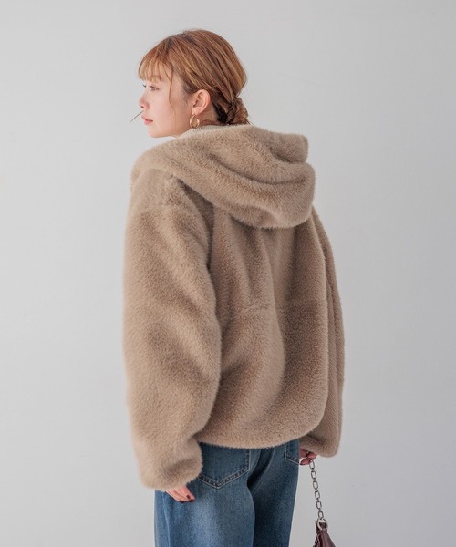 セール】[トレンドアイテム]ファーフーディーブルゾン（ブルゾン