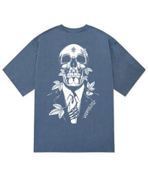 KTPN0090 スカルスーツピグメント半袖Tシャツ - ブルー