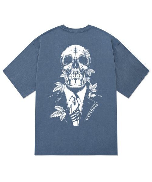 KAN6312(カン6312)の「KTPN0090 スカルスーツピグメント半袖Tシャツ - ブルー(Tシャツ/カットソー・メンズ・その他・X-LARGE/MEDIUM/LARGE)」の1枚目の写真