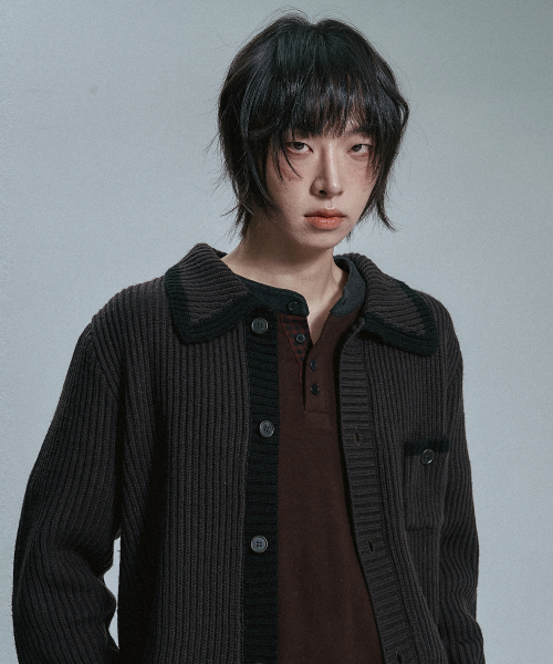 MOO(エムオーオー)の「チェックレイヤードヘンリーネックロングスリーブ - ブラウン(Tシャツ/カットソー・メンズ・ブラウン・MEDIUM/LARGE)」の3枚目の写真