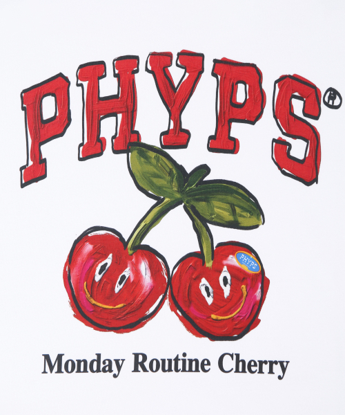 PHYSICAL DEPARTMENT(フィジカル デパートメント)の「モンデイルーチン チェリー 半袖Tシャツ_ホワイト(Tシャツ/カットソー・レディース・その他・LARGE/MEDIUM/SMALL/X-LARGE)」の4枚目の写真