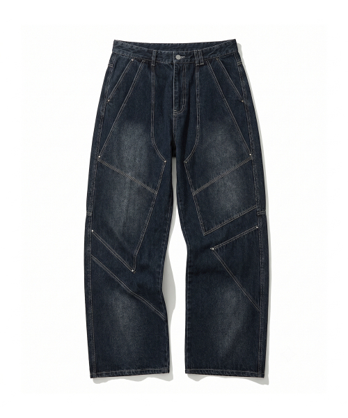 DECET(デケト)の「Pached Rivet Wide Jeans DCPT050DBlueA(デニムパンツ・レディース・その他・26/28/30/32/34)」の1枚目の写真