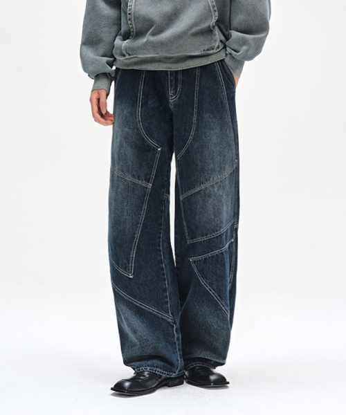 DECET(デケト)の「Pached Rivet Wide Jeans DCPT050DBlueA(デニムパンツ・レディース・その他・26/28/30/32/34)」の2枚目の写真