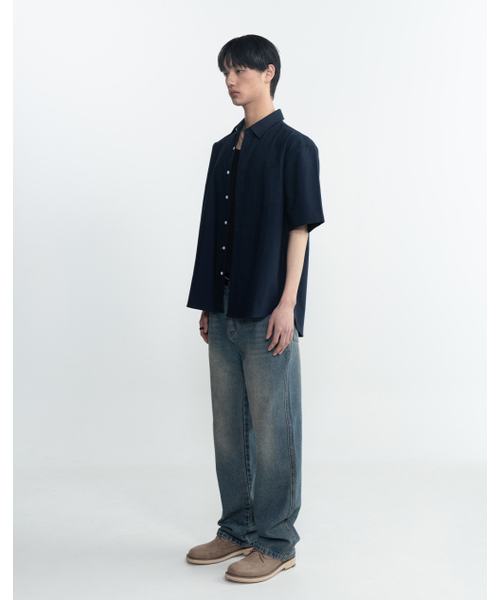 WORK ON BODY OFF（ワークオンボディオフ）の「ノマド オーバーサイズ オックスフォード 半袖シャツ [ネイビー]（シャツ/ブラウス・レディース・ネイビー・X-LARGE/LARGE/MEDIUM）」の7枚目の写真