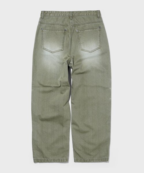 WMC(ダブリューエムシー)の「クリースワイドデニム_オリーブ(デニムパンツ・メンズ・オリーブ・36(XL)/30(M)/32(L))」の3枚目の写真