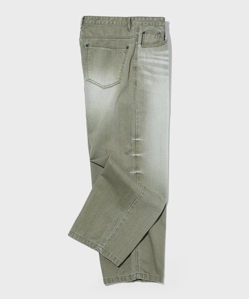 WMC(ダブリューエムシー)の「クリースワイドデニム_オリーブ(デニムパンツ・メンズ・オリーブ・36(XL)/30(M)/32(L))」の4枚目の写真