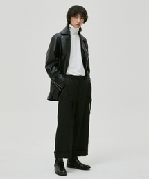 HYII（ハイトゥ）の「ダブルウエストバンドワイドクロップパンツ[ブラック]（その他パンツ）」