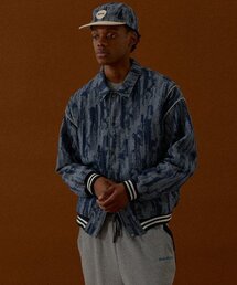 バスティ 5702 ジャカードデニム オーバーサイズ ミディアムインディゴ 野球ジャケット