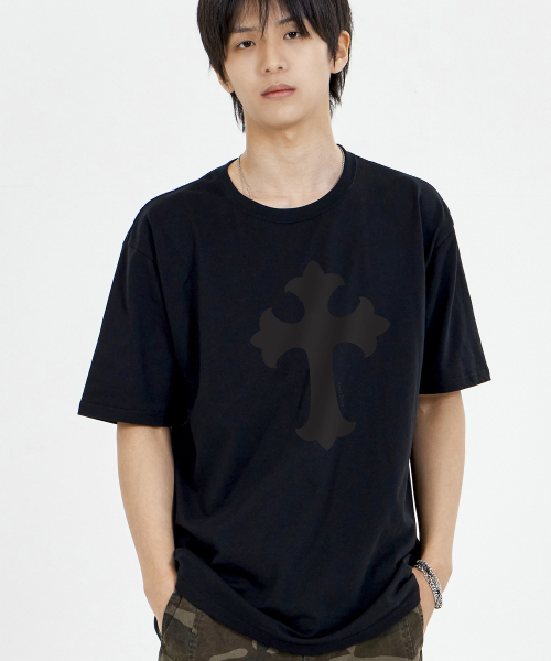 BY.L(バイエル)の「クロス半袖Tシャツブラックチャコール(Tシャツ/カットソー・メンズ・その他・MEDIUM/LARGE/X-LARGE/XX-LARGE)」の1枚目の写真