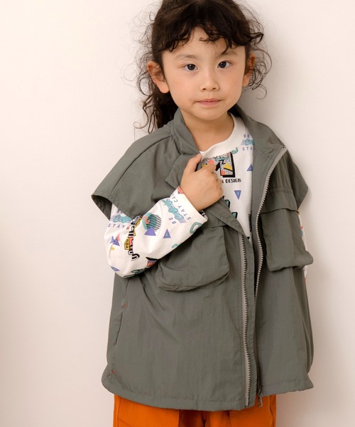 MAKE YOUR DAY（メイクユアデイ）の「ダブルジップナイロンベスト■80～140cm（ベスト・キッズ・ブラック/カーキ・80/90/100/110/120/130/140）」の2枚目の写真