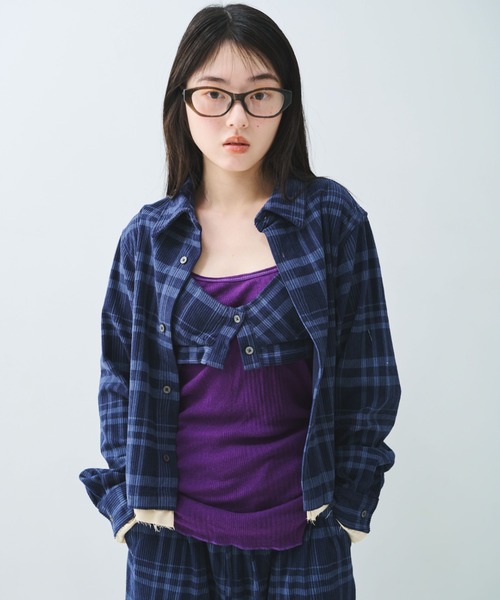 common gull products.(コモンガルプロダクツ)の「駅の吐息図を、シャツとブラに閉じこめる(シャツ/ブラウス・レディース・ネイビー/サックスブルー/グレー系・SMALL/MEDIUM)」の1枚目の写真