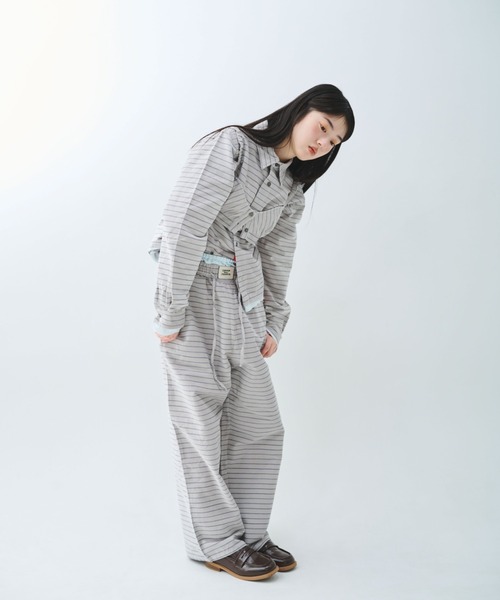common gull products.(コモンガルプロダクツ)の「駅の吐息図を、シャツとブラに閉じこめる(シャツ/ブラウス・レディース・ネイビー/サックスブルー/グレー系・SMALL/MEDIUM)」の6枚目の写真