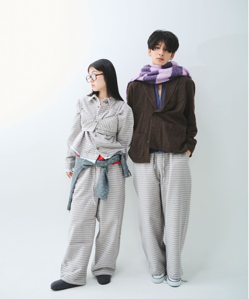 common gull products.(コモンガルプロダクツ)の「駅の吐息図を、シャツとブラに閉じこめる(シャツ/ブラウス・レディース・ネイビー/サックスブルー/グレー系・SMALL/MEDIUM)」の13枚目の写真