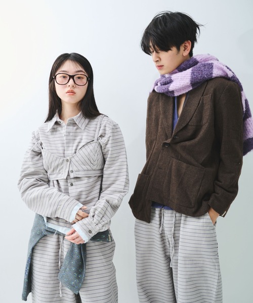 common gull products.(コモンガルプロダクツ)の「駅の吐息図を、シャツとブラに閉じこめる(シャツ/ブラウス・レディース・ネイビー/サックスブルー/グレー系・SMALL/MEDIUM)」の14枚目の写真