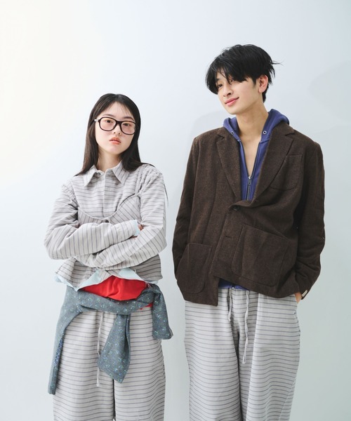 common gull products.(コモンガルプロダクツ)の「駅の吐息図を、シャツとブラに閉じこめる(シャツ/ブラウス・レディース・ネイビー/サックスブルー/グレー系・SMALL/MEDIUM)」の15枚目の写真