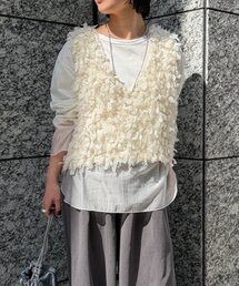 Jena espace merveilleux | 【主役トップス】リボンフリンジベスト(ベスト)