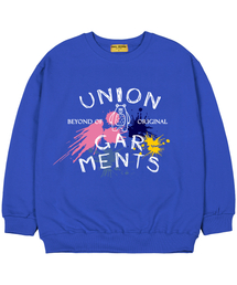[起毛]ペインティングオーバーサイズスウェットTシャツブルー