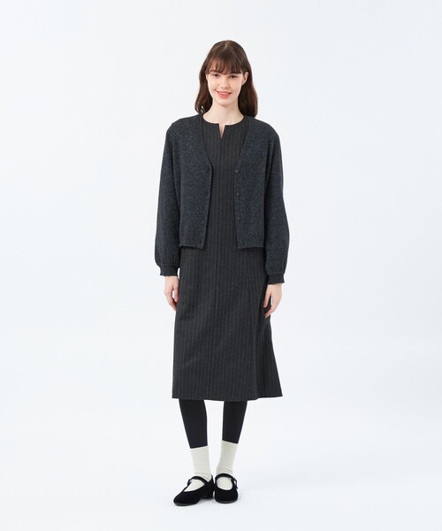 MACKINTOSH PHILOSOPHY(マッキントッシュ フィロソフィー)の「グリッターカーディガン(カーディガン/ボレロ・レディース・ベージュ/ブルー系その他7/チャコールグレー・38)」の4枚目の写真
