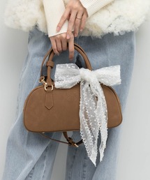 RANDA | 2WAY スカーフ付きエンボスロゴボストンバッグ(ハンドバッグ)