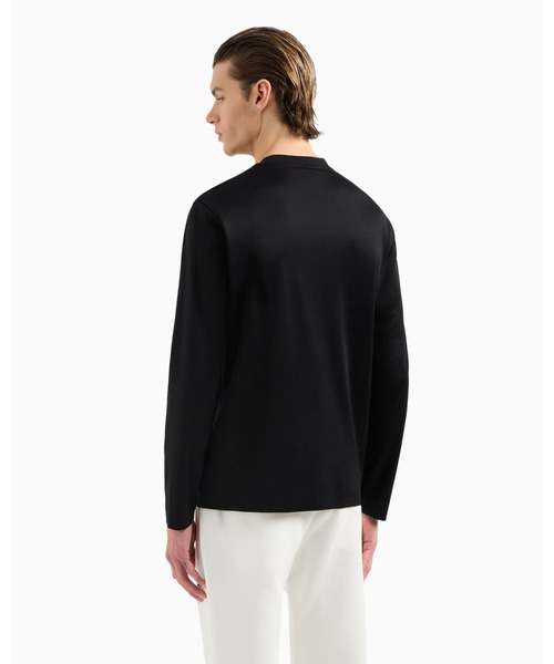 EMPORIO ARMANI（エンポリオアルマーニ）の「【エンポリオ アルマーニ】ASV セーター リヨセル混紡ジャージー（Tシャツ/カットソー・メンズ・ブラック/オフホワイト・MEDIUM/LARGE/SMALL/XX-LARGE/X-LARGE）」の5枚目の写真