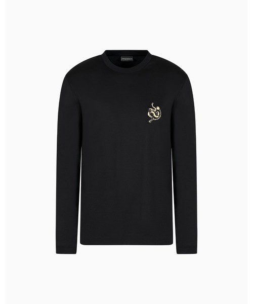 EMPORIO ARMANI（エンポリオアルマーニ）の「【エンポリオ アルマーニ】ASV セーター リヨセル混紡ジャージー（Tシャツ/カットソー・メンズ・ブラック/オフホワイト・MEDIUM/LARGE/SMALL/XX-LARGE/X-LARGE）」の3枚目の写真