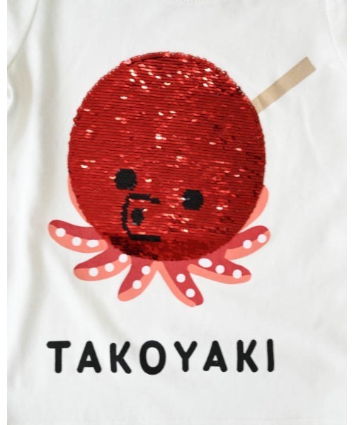 CHEEK ROOM（チークルーム）の「チークルーム スパンコールたこ焼きTシャツ（Tシャツ/カットソー・キッズ・イエロー/ピンク/オフホワイト・90cm/100cm/110cm/120cm/130cm/80ｃｍ）」の10枚目の写真