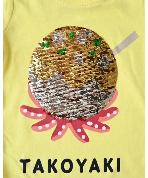 CHEEK ROOM（チークルーム）の「チークルーム スパンコールたこ焼きTシャツ（Tシャツ/カットソー・キッズ・イエロー/ピンク/オフホワイト・90cm/100cm/110cm/120cm/130cm/80ｃｍ）」の16枚目の写真