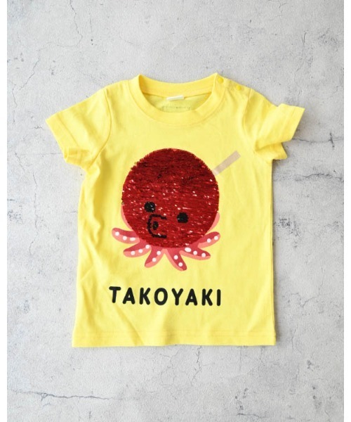 CHEEK ROOM（チークルーム）の「チークルーム スパンコールたこ焼きTシャツ（Tシャツ/カットソー・キッズ・イエロー/ピンク/オフホワイト・90cm/100cm/110cm/120cm/130cm/80ｃｍ）」の19枚目の写真