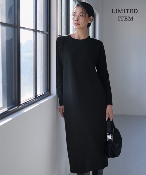 ICB(アイシービー)の「【WEB限定】 ウールブレンドダブルフェイス ニットワンピース(ワンピース・レディース・ブラック系/グレー系・LARGE)」の1枚目の写真