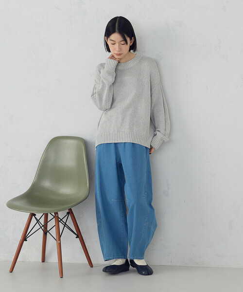 ONIGIRI（オニギリ）の「カラーネップ ニット（ニット/セーター・レディース・ライトグレー/グリーン/オフホワイト/サックスブルー・FREE）」の9枚目の写真