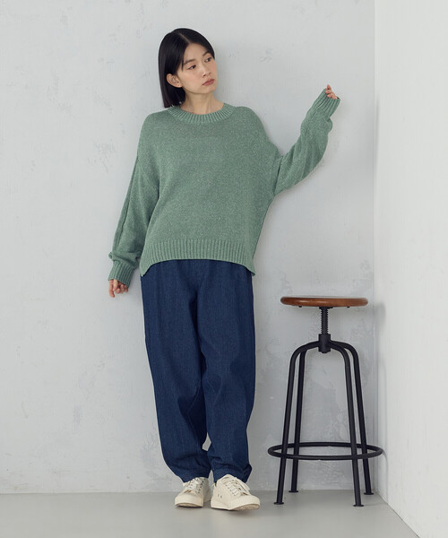 ONIGIRI（オニギリ）の「カラーネップ ニット（ニット/セーター・レディース・ライトグレー/グリーン/オフホワイト/サックスブルー・FREE）」の12枚目の写真