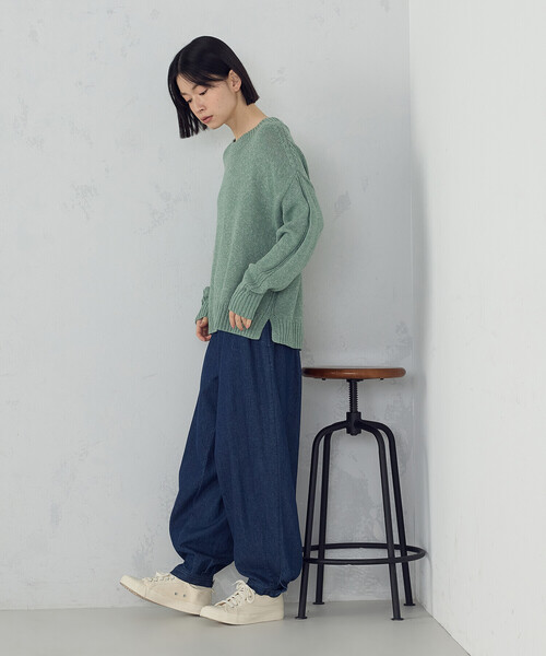 ONIGIRI（オニギリ）の「カラーネップ ニット（ニット/セーター・レディース・ライトグレー/グリーン/オフホワイト/サックスブルー・FREE）」の13枚目の写真