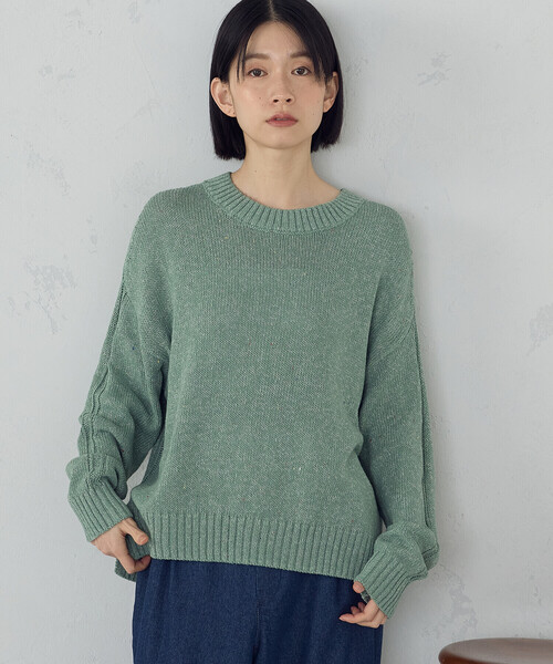 ONIGIRI（オニギリ）の「カラーネップ ニット（ニット/セーター・レディース・ライトグレー/グリーン/オフホワイト/サックスブルー・FREE）」の14枚目の写真