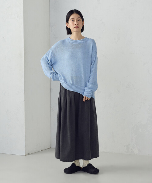 ONIGIRI（オニギリ）の「カラーネップ ニット（ニット/セーター・レディース・ライトグレー/グリーン/オフホワイト/サックスブルー・FREE）」の15枚目の写真