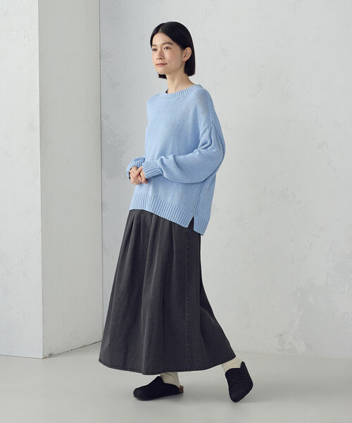 ONIGIRI（オニギリ）の「カラーネップ ニット（ニット/セーター・レディース・ライトグレー/グリーン/オフホワイト/サックスブルー・FREE）」の16枚目の写真